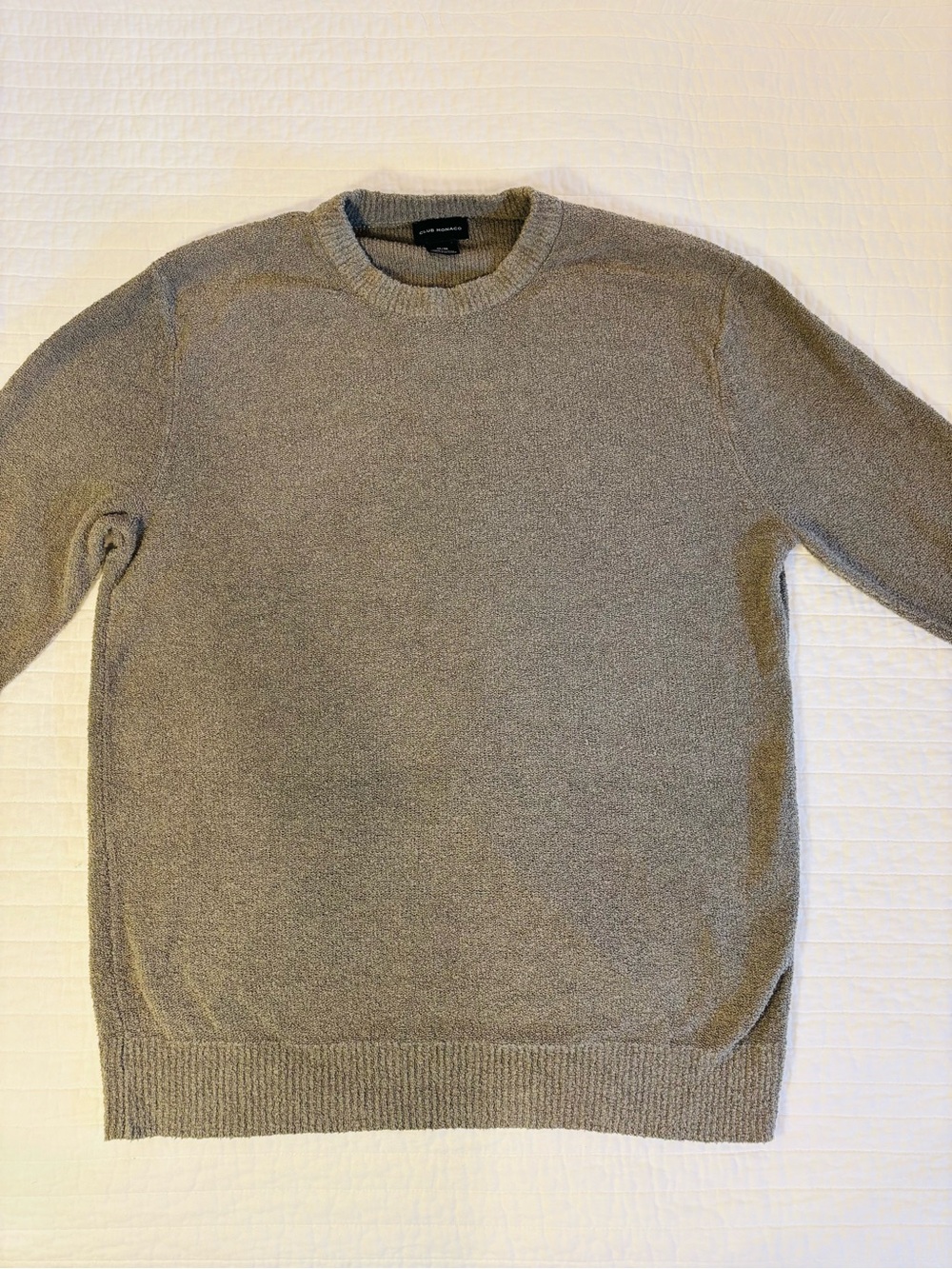 Club Monaco Men's Boucle Sweater in Olive Gray